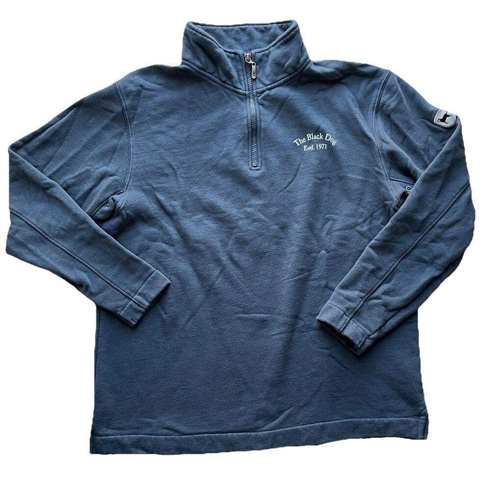 The Black Dog Mens 1/4 Zip Pullover Sweatshirt Logo Gray Sz S Martha’s Vineyard